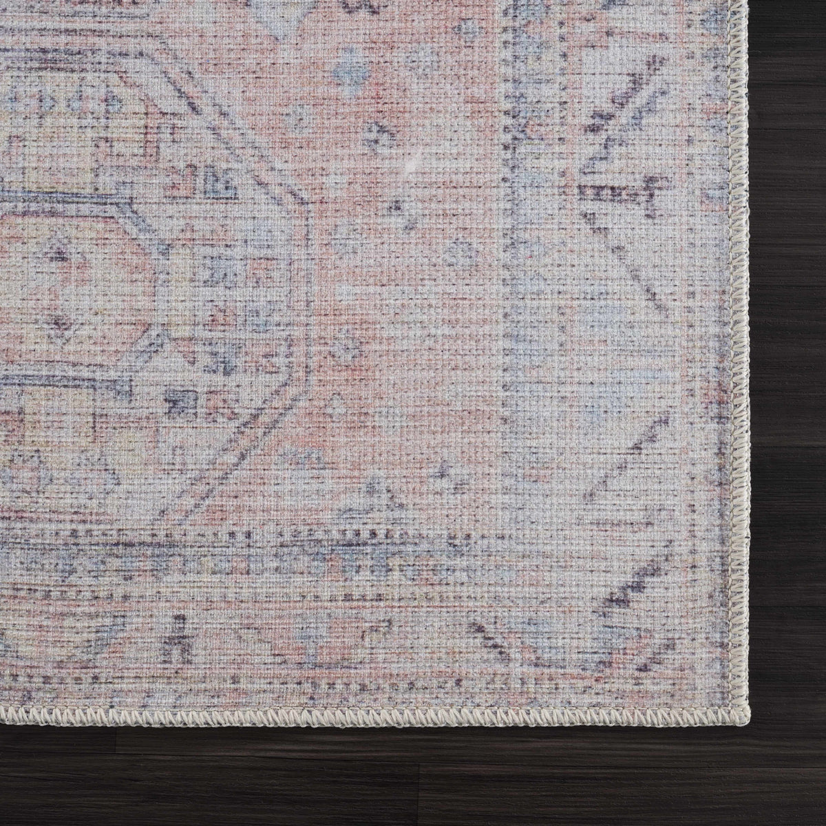 Morcott Peach Washable Area Rug, peach and ivory distressed pattern with fringe, Boutique Rugs on Tampa Home & Garden Store