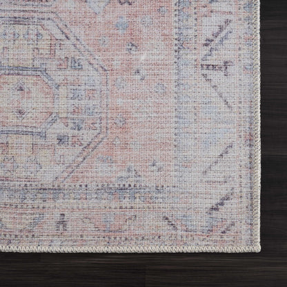 Morcott Peach Washable Area Rug, peach and ivory distressed pattern with fringe, Boutique Rugs on Tampa Home & Garden Store