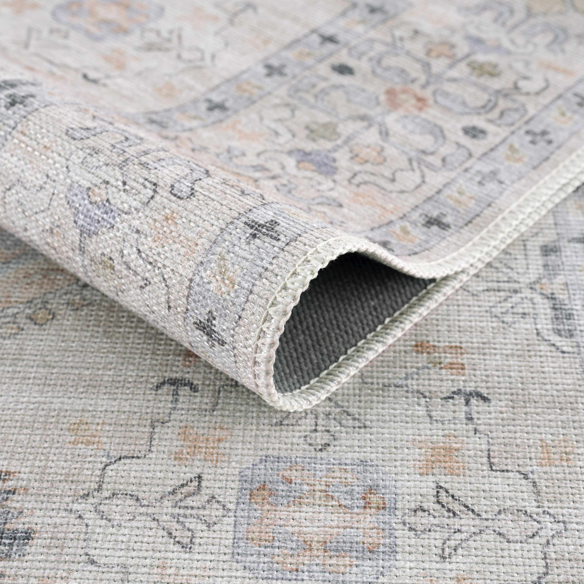 Beige Beckett Washable Rug by Boutique Rugs, textured beige-gray woven rug with subtle pattern on Tampa Home & Garden Store