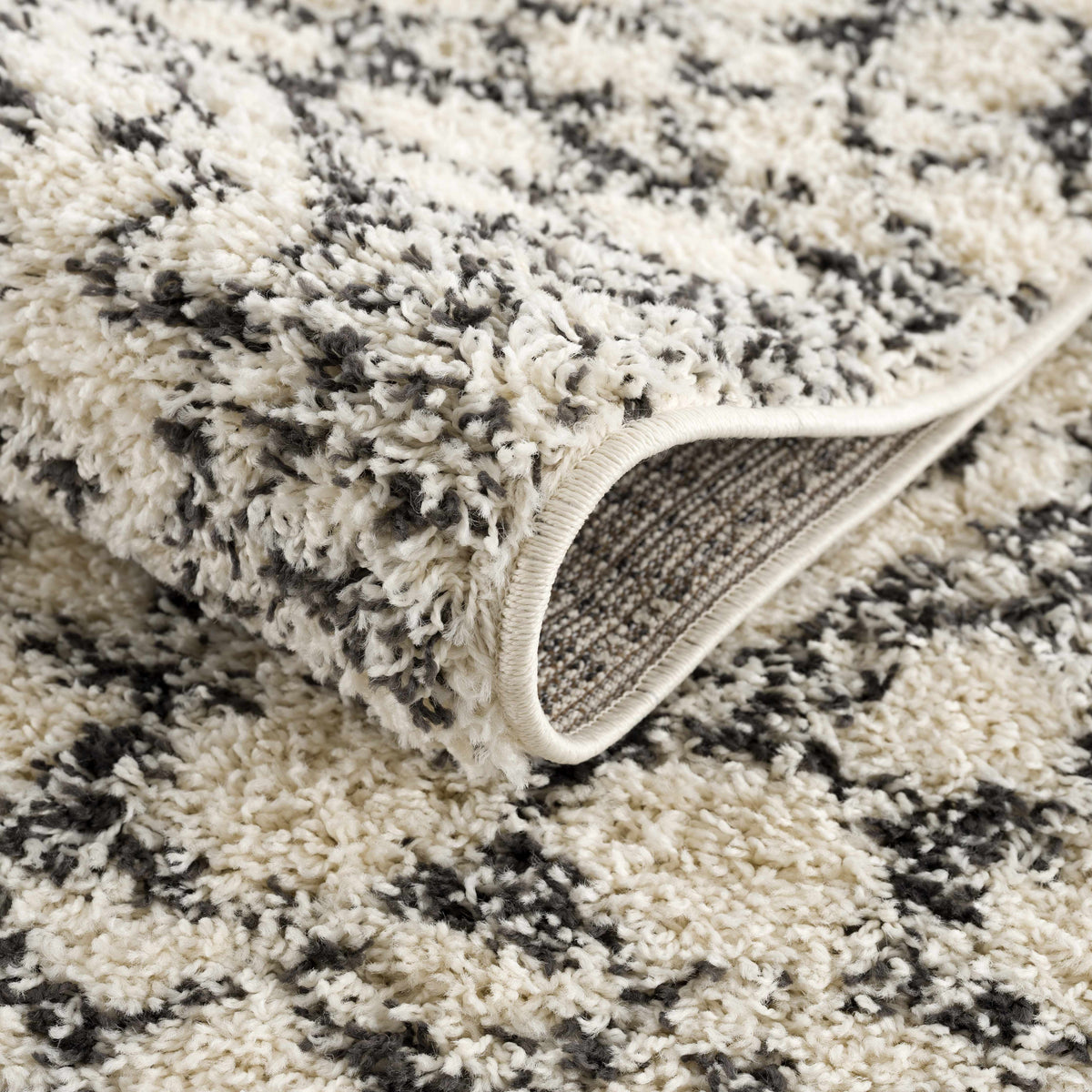 Buan Area Rug plush cream and charcoal shag pattern on Tampa Home & Garden Store