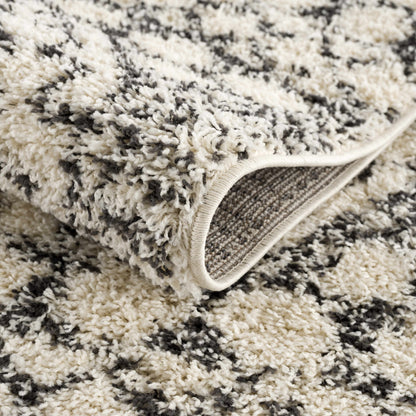Buan Area Rug plush cream and charcoal shag pattern on Tampa Home & Garden Store
