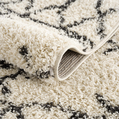 Emlenton Berber Shag rug with tassels in ivory and charcoal by Boutique Rugs on Tampa Home & Garden Store