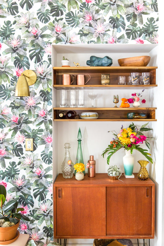 Rad Bromeliad Wallpaper, white - Tampa Home & Garden Store