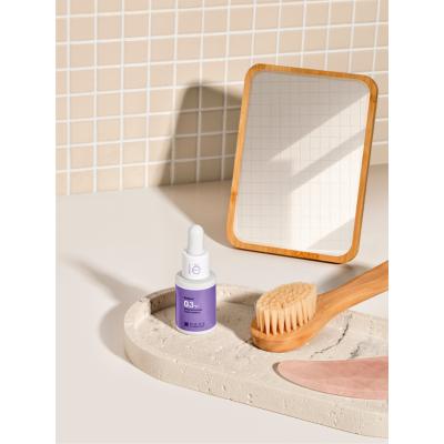 Etat Pur retinol facial serum bottle with dropper, purple 0.3% on beige vanity with brush on Tampa Home & Garden Store