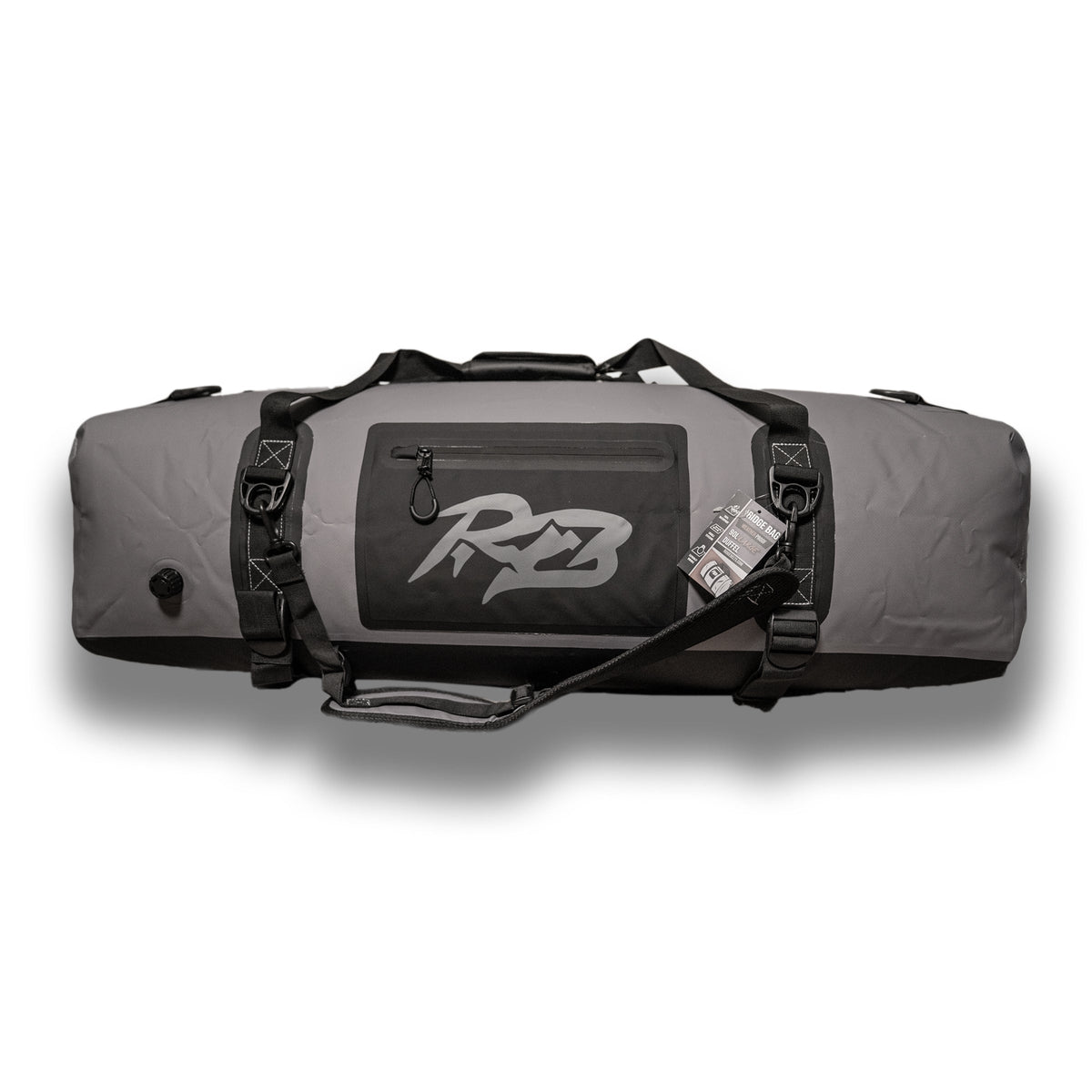 Ridge Bag Large Outdoor Duffel gray fabric with black straps, front zip pocket, rugged hardware on Tampa Home & Garden Store