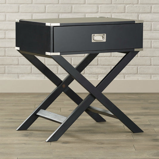 Dark Grey Black 1-Drawer End Table Nightstand with Modern Classic X Style Legs - Tampa Home & Garden Store