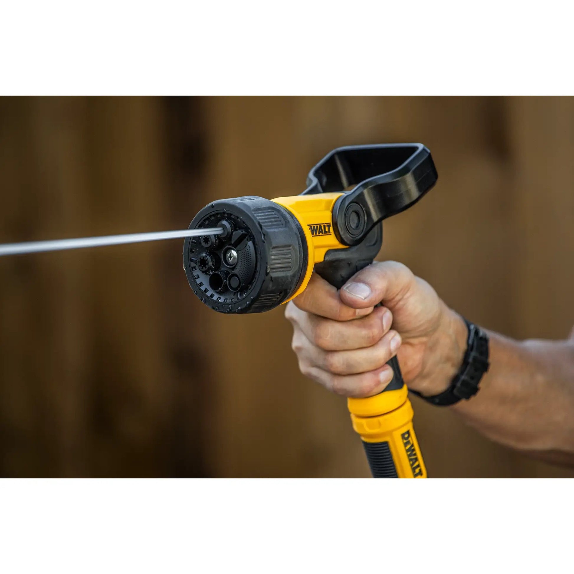 DEWALT heavy duty hydro cannon nozzle DXWN3287, yellow multi-pattern spray nozzle on Tampa Home & Garden Store
