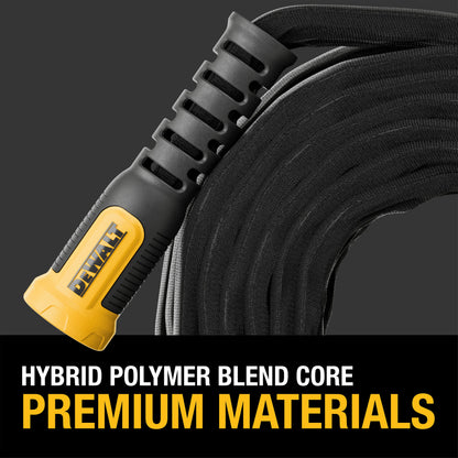 DeWalt 50ft x 5/8in HD fabric hose with yellow handle and black exterior on Tampa Home & Garden Store