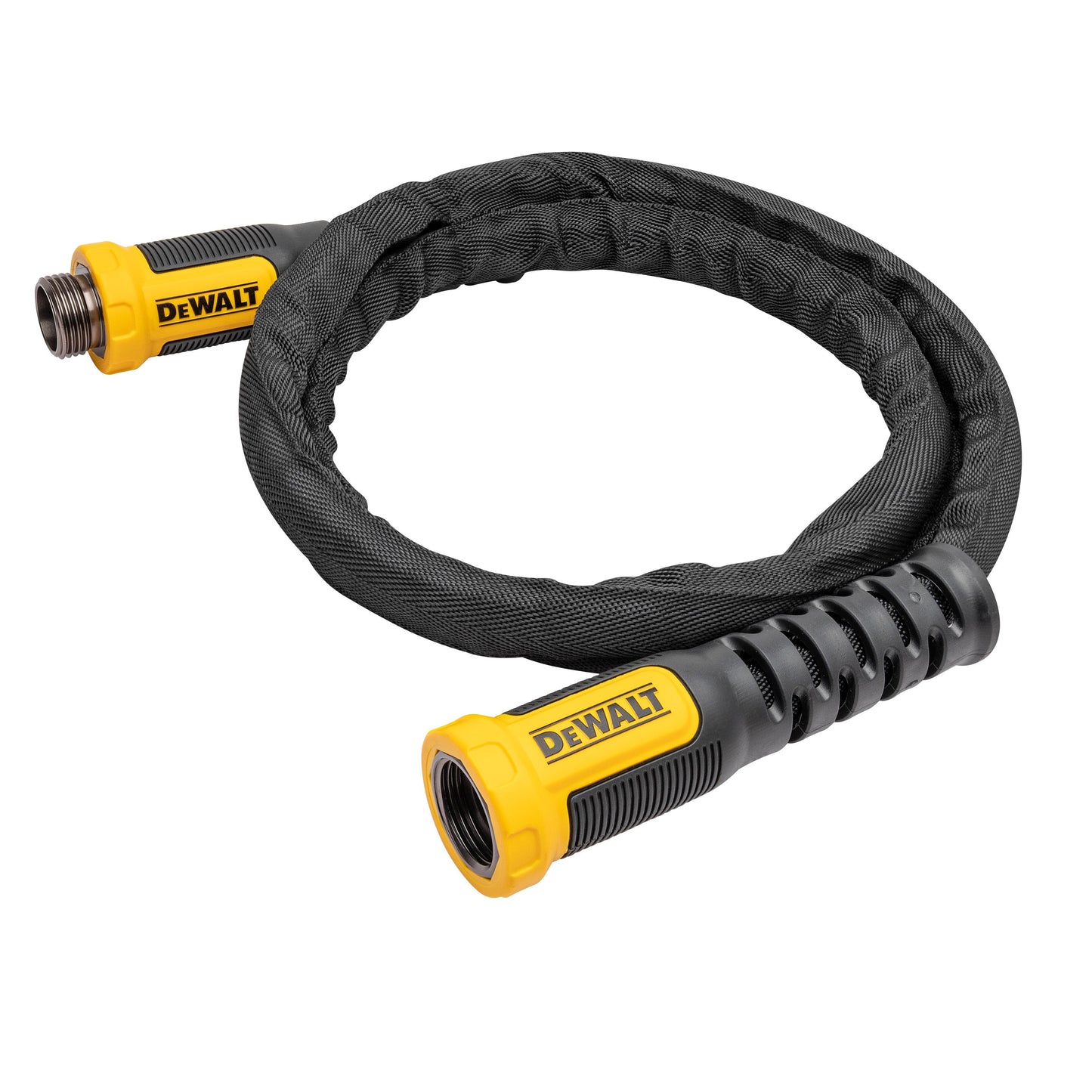 DEWALT fabric garden hose 6 ft x 5/8 in black braided cover yellow coupling on Tampa Home & Garden Store