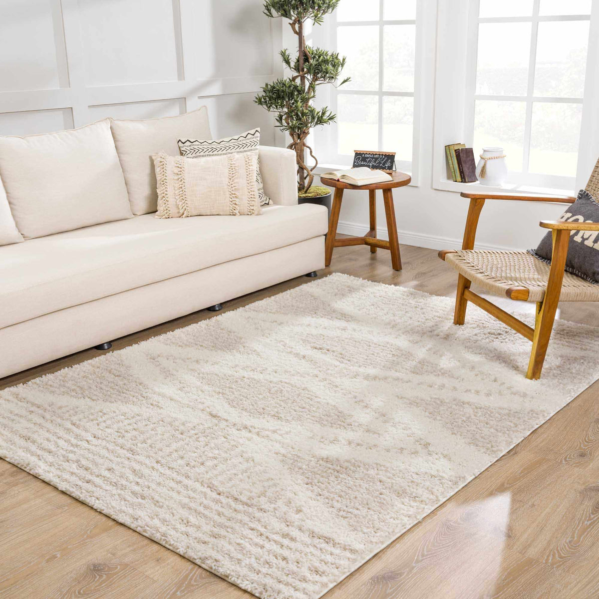 Hauteloom Trunding Plush Rug light beige in a living room with cream sofa Boutique Rugs on Tampa Home & Garden Store