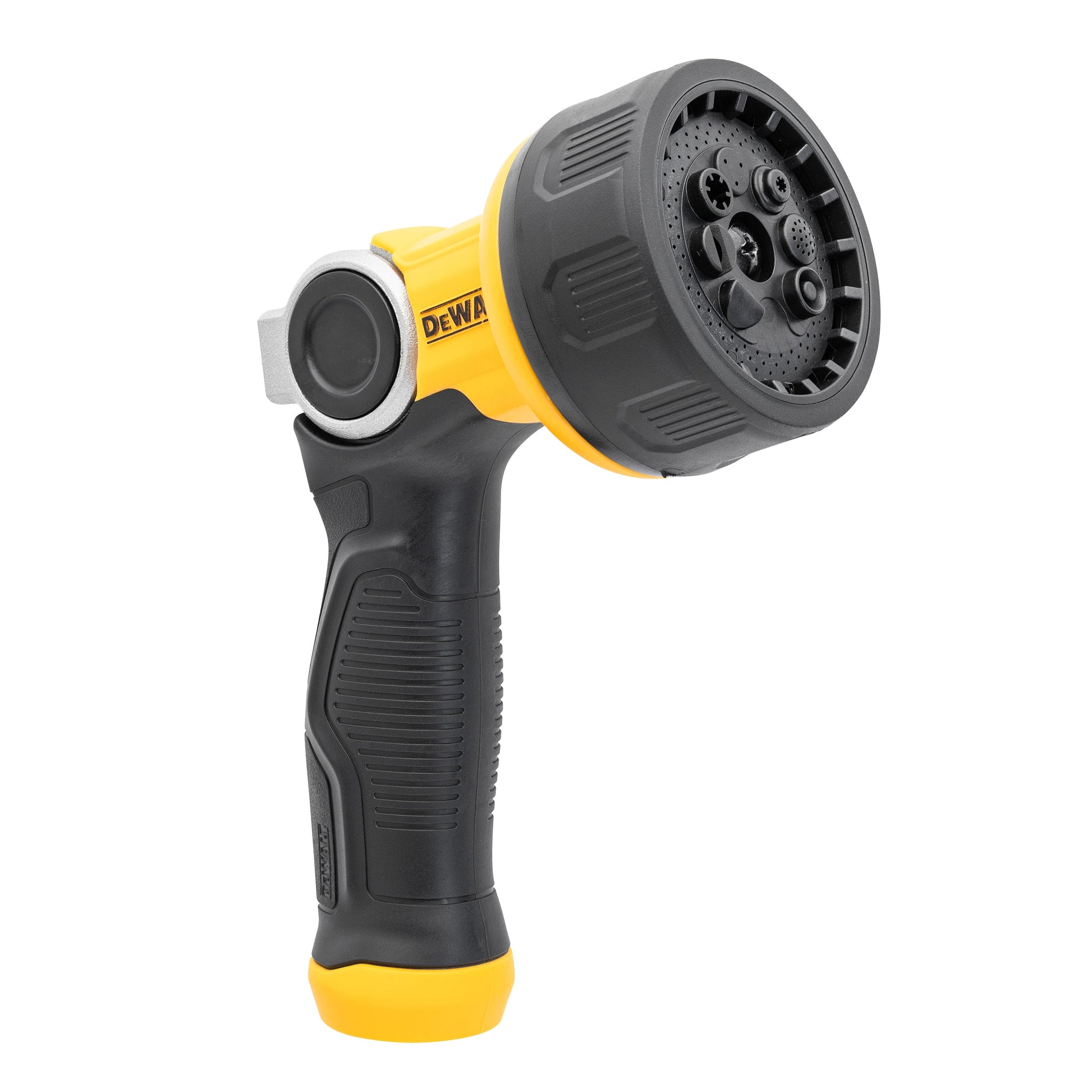 DEWALT Pattern Pro Thumb Control Turret Hose End Nozzle with black grip and multi-pattern spray head on Tampa Home & Garden Store