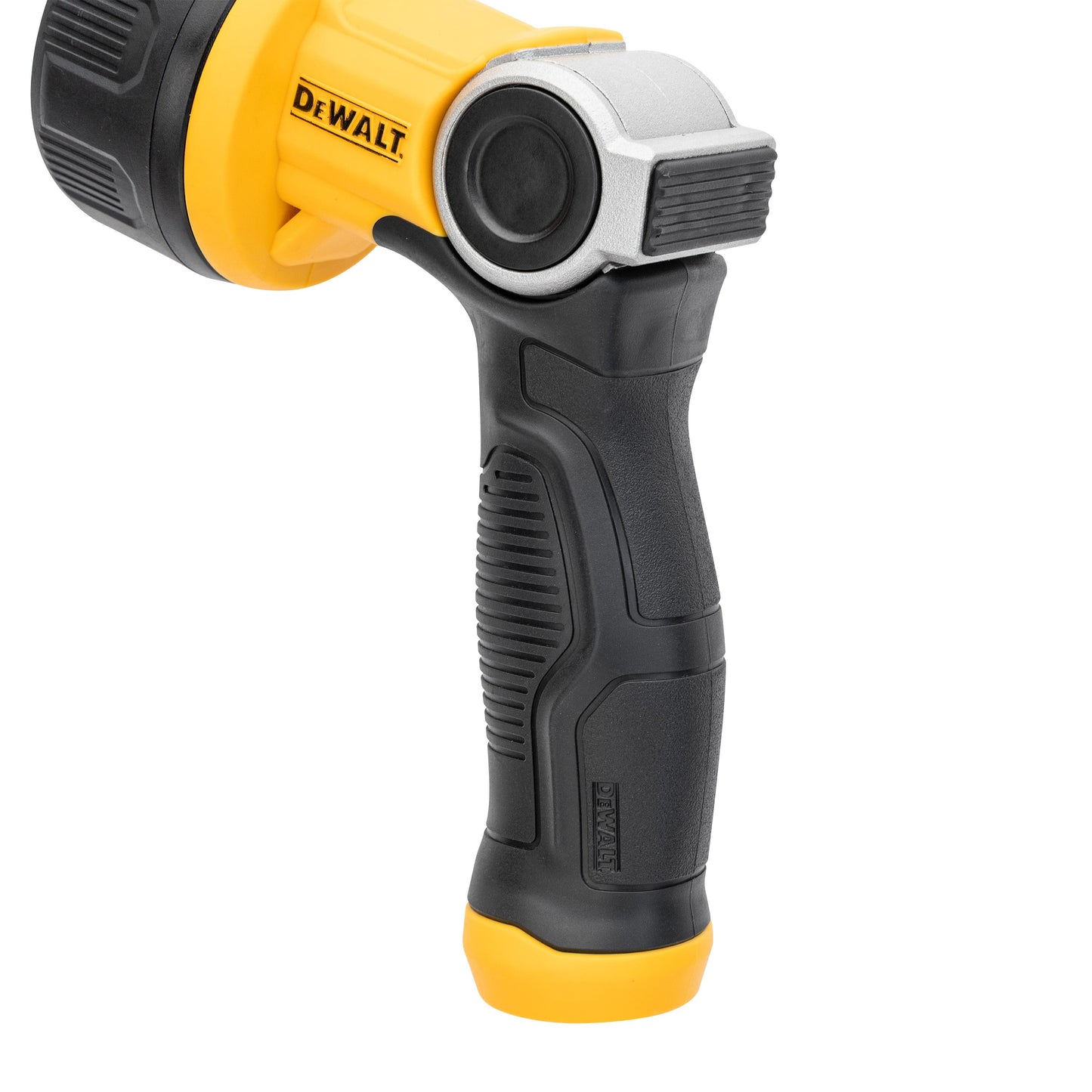 DEWALT Pattern Pro Thumb Control Turret Nozzle hose end with yellow/black grip and metal turret on Tampa Home & Garden Store