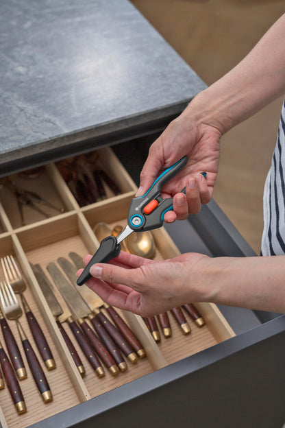 Gardena FreshCut Scissors hand tool with teal accents in use for precise trimming on Tampa Home & Garden Store
