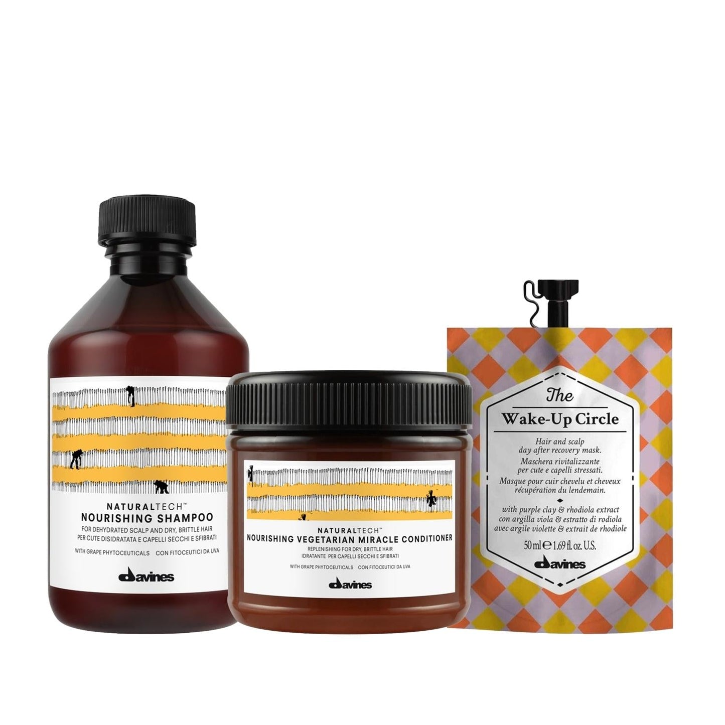 Davines Nourishing Hair Care Set with shampoo, conditioner and mask for damaged hair on Tampa Home & Garden Store