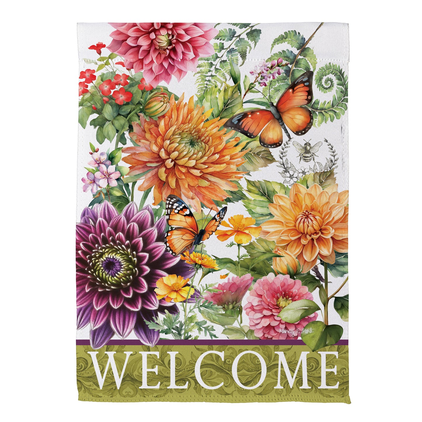 Dahlia Botanica Suede House Flag - Tampa Home & Garden Store