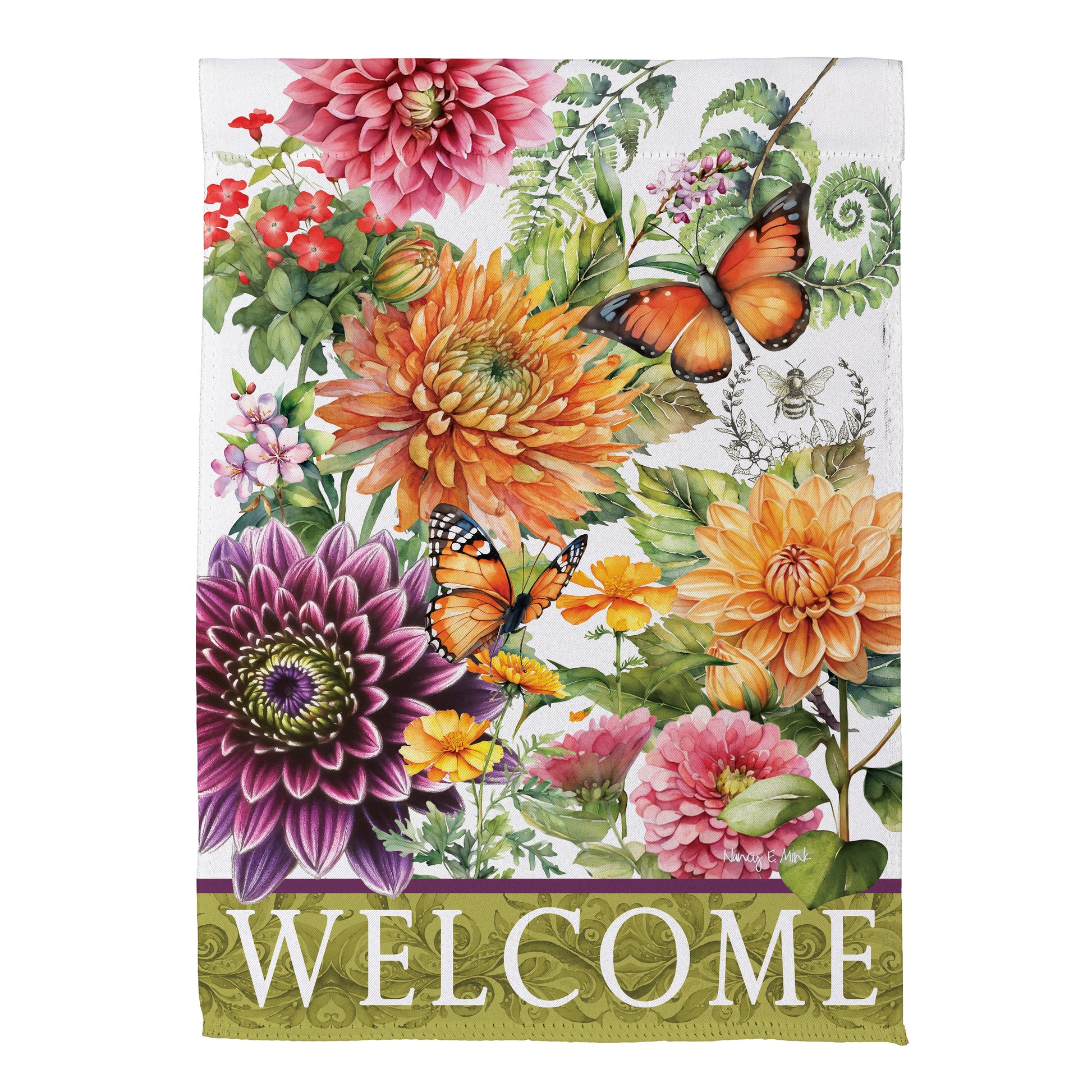 Dahlia Botanica Suede House Flag - Tampa Home & Garden Store