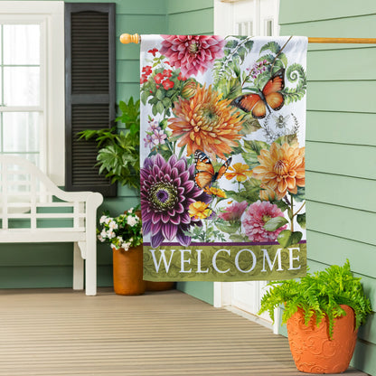Dahlia Botanica Suede House Flag - Tampa Home & Garden Store