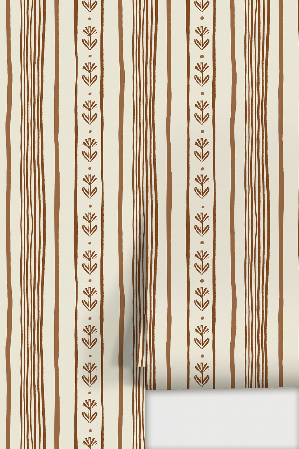 Daisy Chain Stripe Wallpaper, beige and brown - Tampa Home & Garden Store