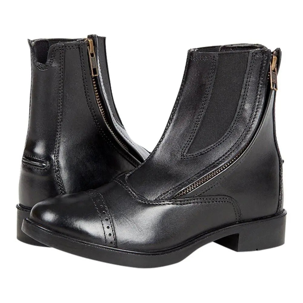 Daisy Clipper Children's Side Zipper Premium Leather Paddock Boots Horse Riding Boots, Black - Tampa Home & Garden Store