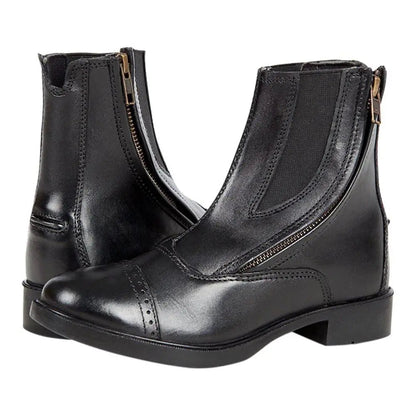 Daisy Clipper Children's Side Zipper Premium Leather Paddock Boots Horse Riding Boots, Black - Tampa Home & Garden Store