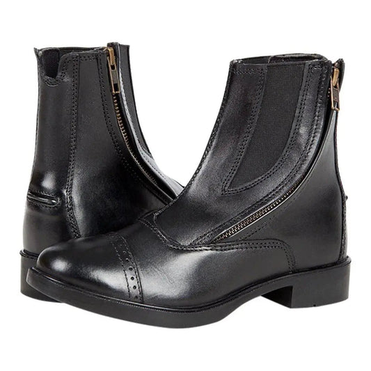 Daisy Clipper Children's Side Zipper Premium Leather Paddock Boots Horse Riding Boots, Black - Tampa Home & Garden Store