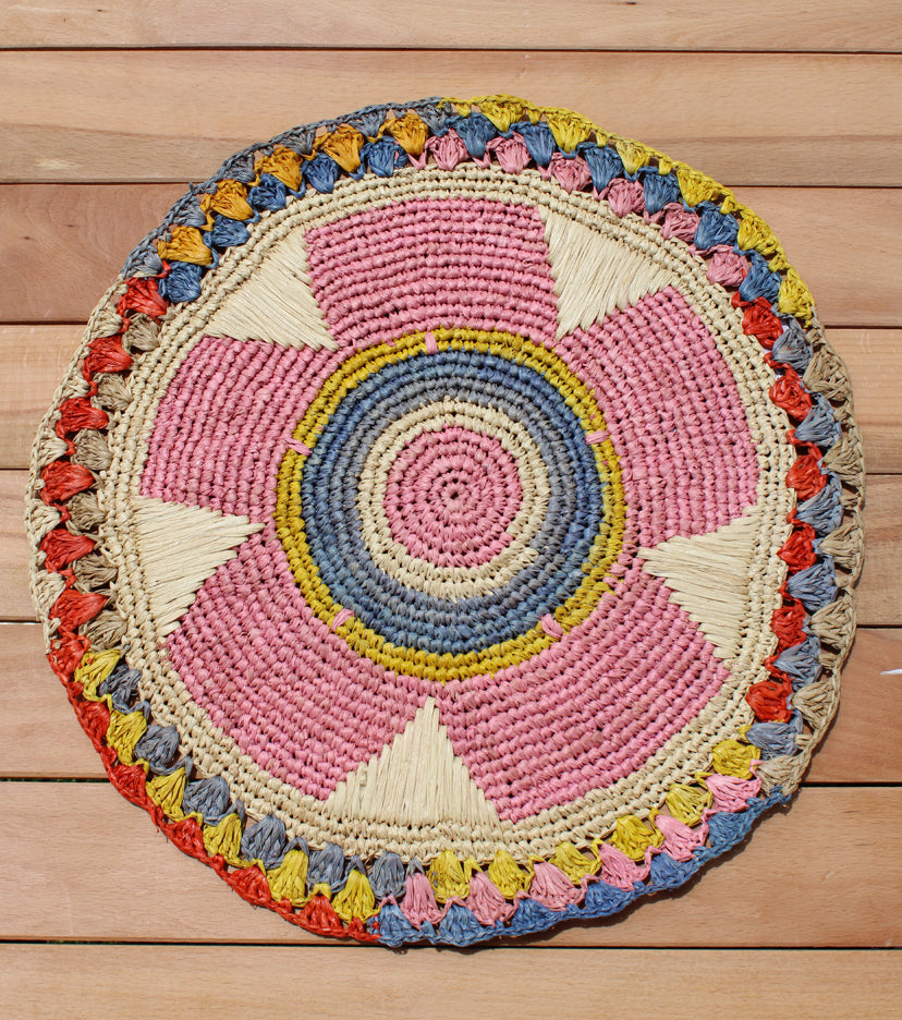 Daisy Raffia Placemat, Colorful Woven tabletop - Tampa Home & Garden Store