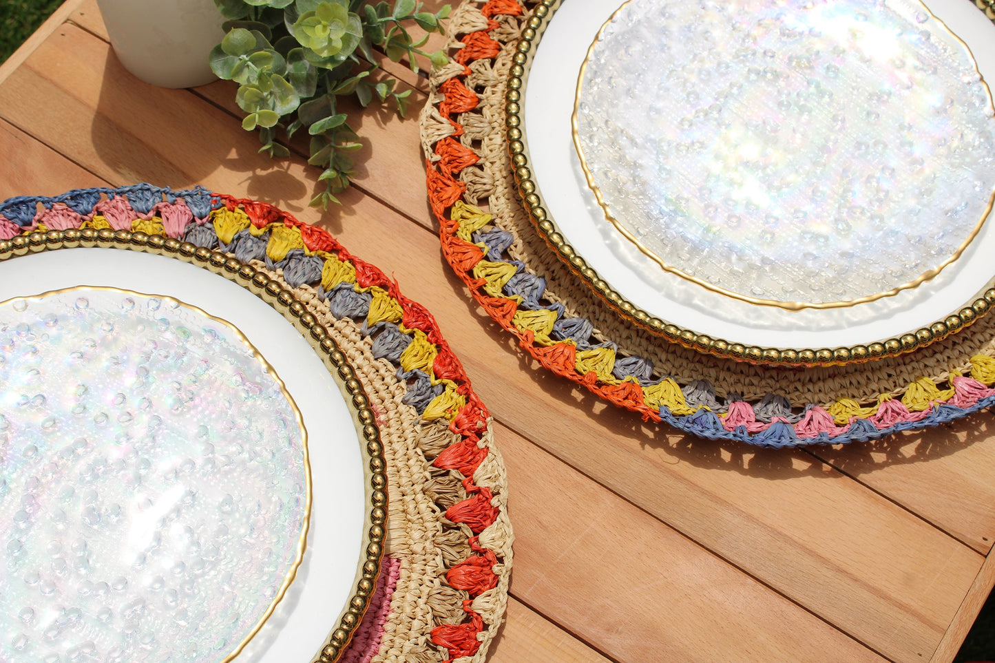 Daisy Raffia Placemat, Colorful Woven tabletop - Tampa Home & Garden Store