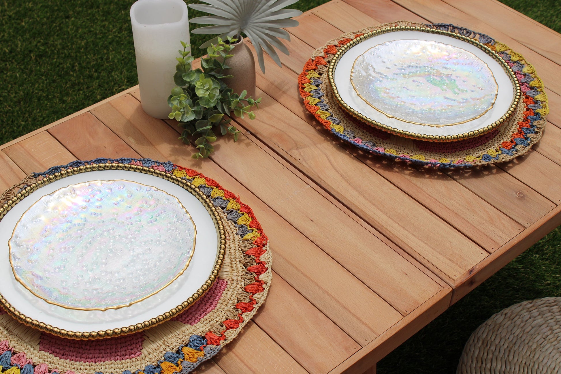 Daisy Raffia Placemat, Colorful Woven tabletop - Tampa Home & Garden Store