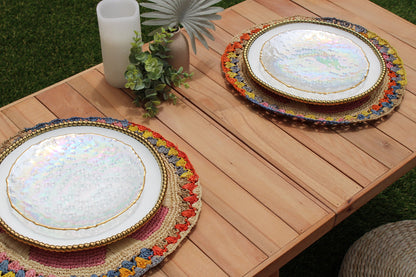 Daisy Raffia Placemat, Colorful Woven tabletop - Tampa Home & Garden Store