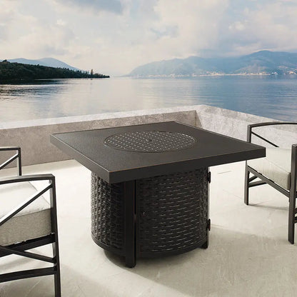 Dalton 40" Square Woven Aluminum Convertible Gas Fire Pit Table - Tampa Home & Garden Store