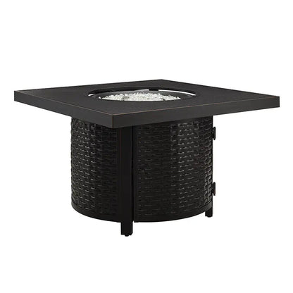 Dalton 40" Square Woven Aluminum Convertible Gas Fire Pit Table - Tampa Home & Garden Store