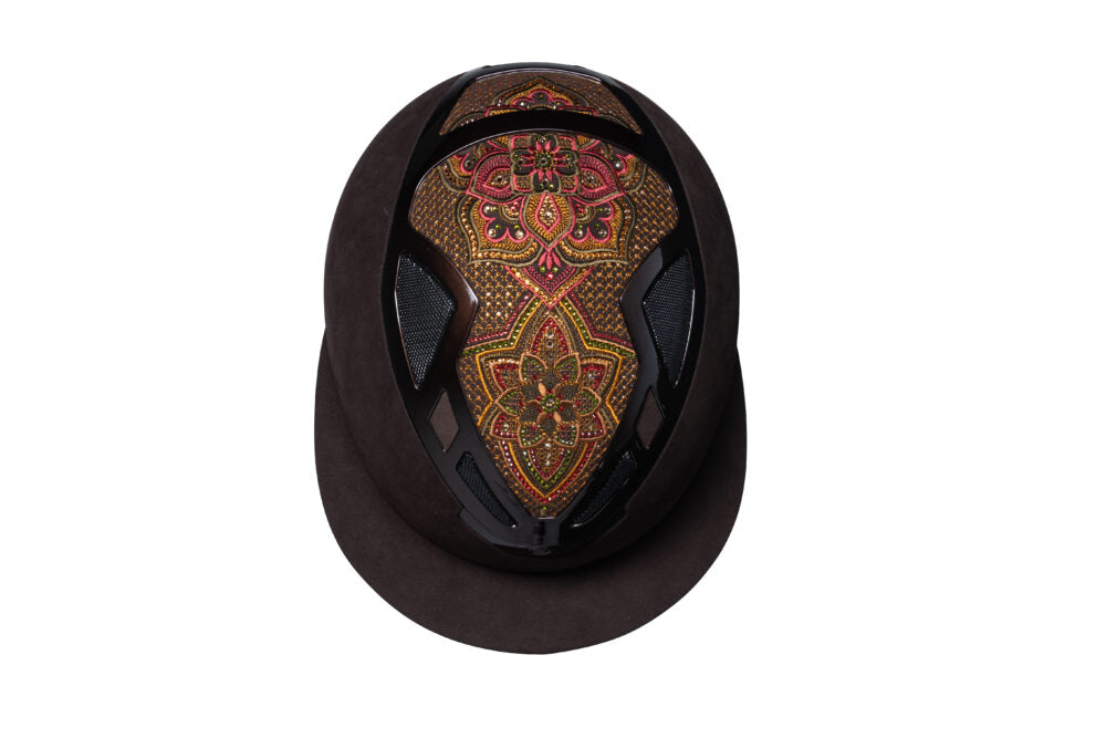 Suomy Apex Riding Helmet Damask Brown Lady with ornate interior pattern by American Equus on Tampa Home & Garden Store