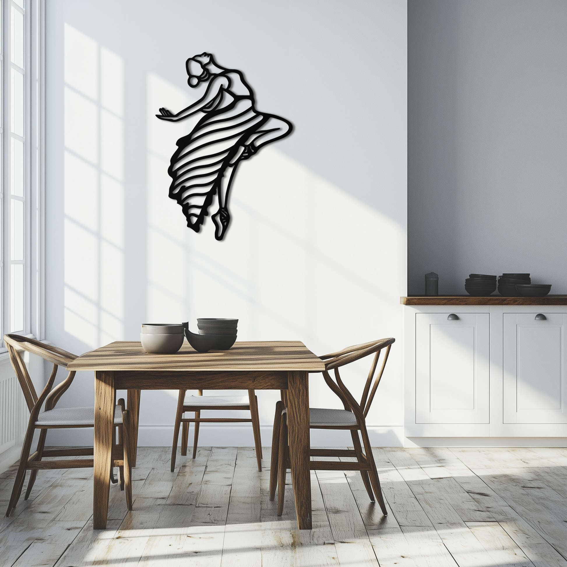 Dancing Woman Metal Wall Art – Graceful Silhouette Décor for Artistic Spaces- KAF648 - Tampa Home & Garden Store