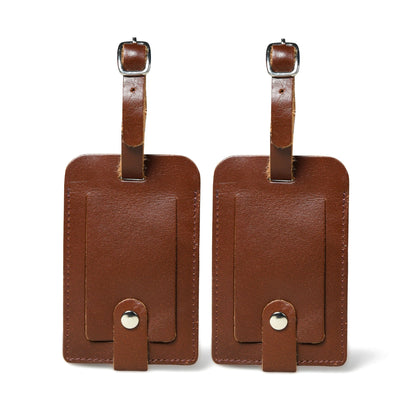 Dark Brown Leather Luggage Tags Set - Tampa Home & Garden Store