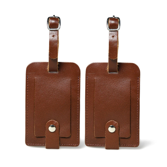 Dark Brown Leather Luggage Tags Set - Tampa Home & Garden Store