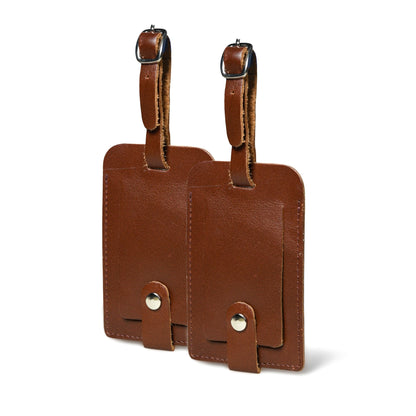 Dark Brown Leather Luggage Tags Set - Tampa Home & Garden Store