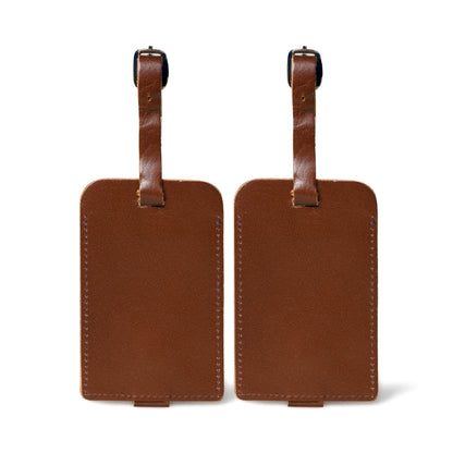 Dark Brown Leather Luggage Tags Set - Tampa Home & Garden Store