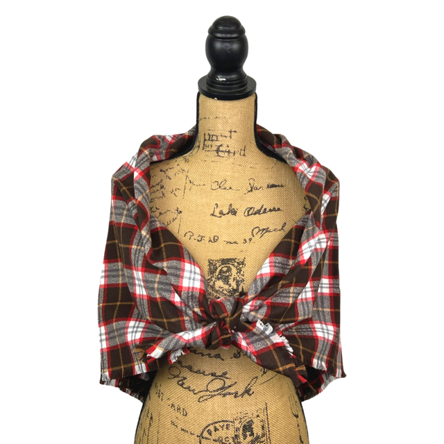 Dark Chocolate, Red and White with Butterscotch Accent Luxe Collection Plaid Infinity and Blanket Scarves - Tampa Home & Garden Store