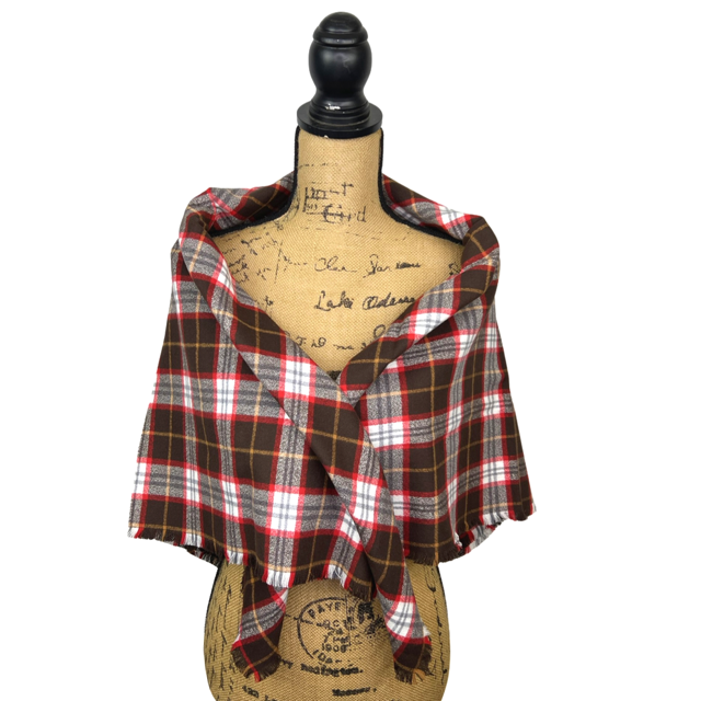 Dark Chocolate, Red and White with Butterscotch Accent Luxe Collection Plaid Infinity and Blanket Scarves - Tampa Home & Garden Store