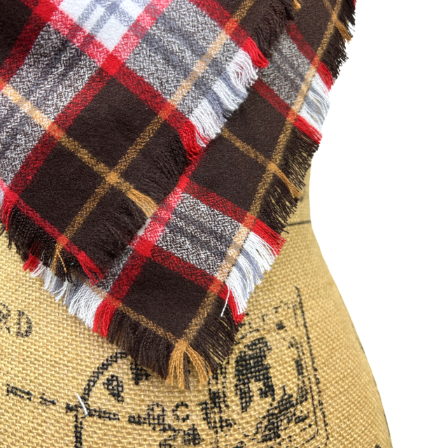 Dark Chocolate, Red and White with Butterscotch Accent Luxe Collection Plaid Infinity and Blanket Scarves - Tampa Home & Garden Store