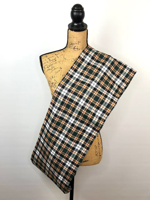 Dark Forest Green, Black, White, Caramel and Pale Pink Plaid Flannel Infinity or Blanket Scarf - Tampa Home & Garden Store