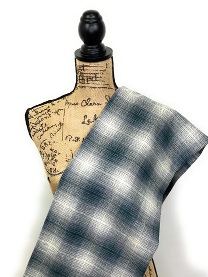Dark French Blue, Gray, and Cream Ombre Plaid Flannel Infinity or Blanket Scarf - Tampa Home & Garden Store