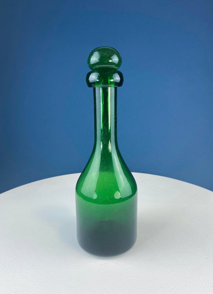 Dark Green Glass Decanter with Matching Stopper. Hand Blown Glass Carafe. Office Decor. Social Club Decor. Men Cave Accessory. Gift for Dad. - Tampa Home & Garden Store