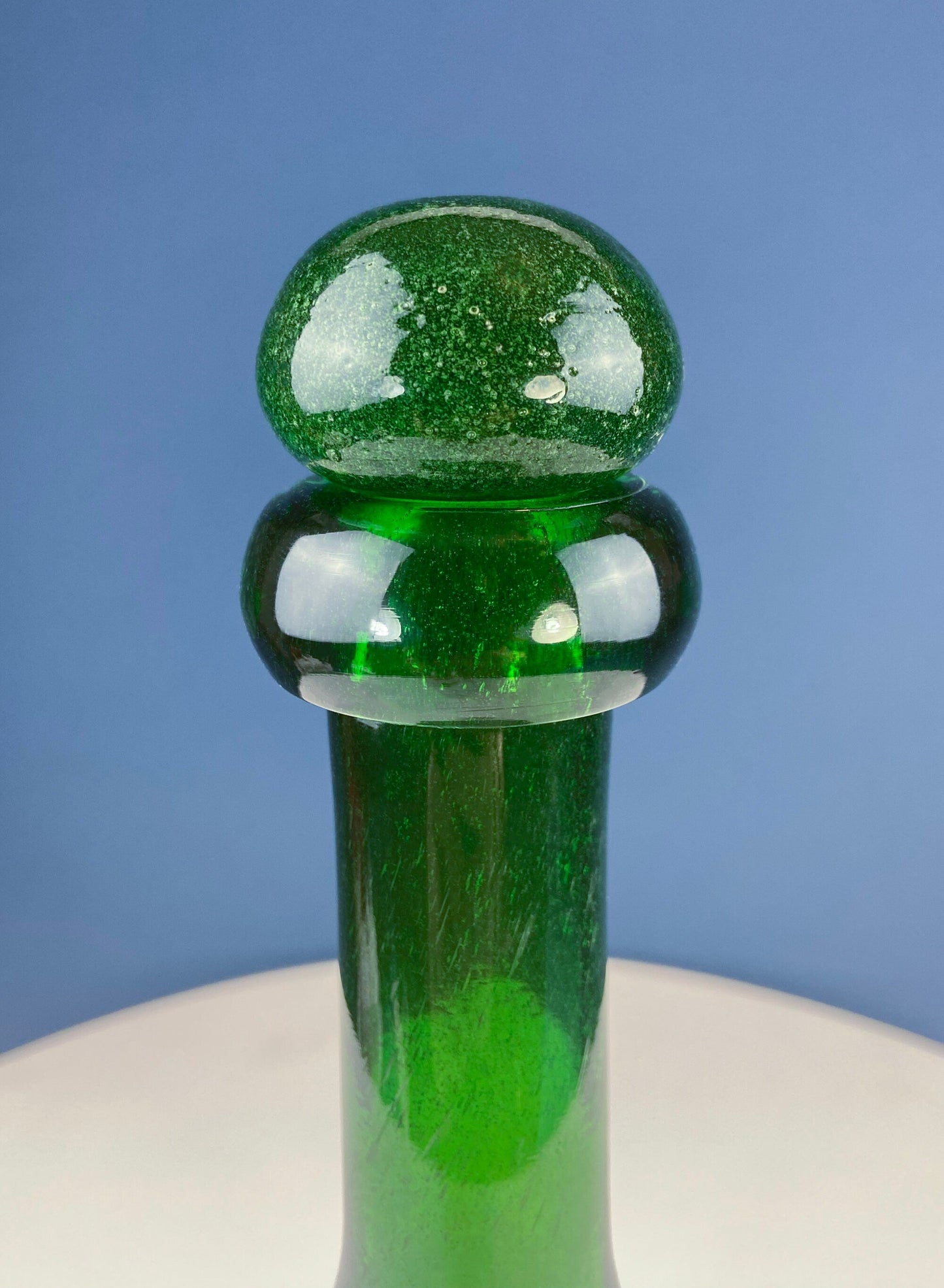 Dark Green Glass Decanter with Matching Stopper. Hand Blown Glass Carafe. Office Decor. Social Club Decor. Men Cave Accessory. Gift for Dad. - Tampa Home & Garden Store