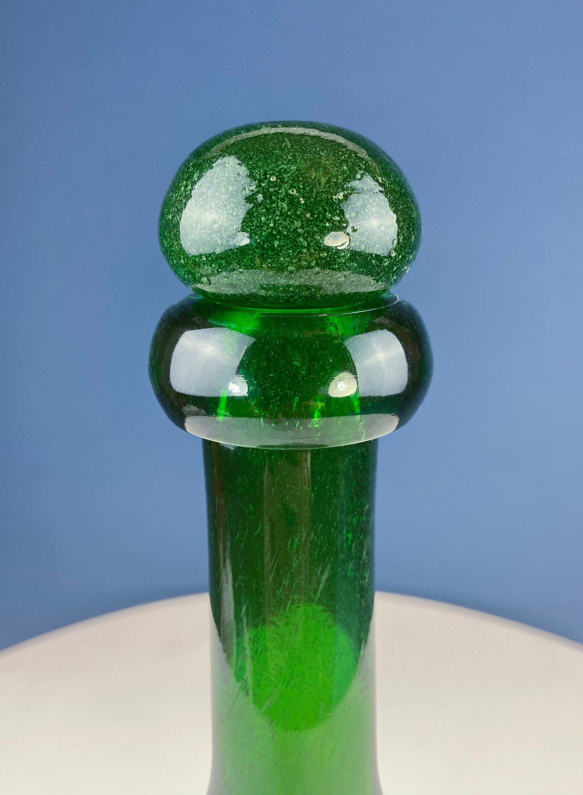 Dark Green Glass Decanter with Matching Stopper. Hand Blown Glass Carafe. Office Decor. Social Club Decor. Men Cave Accessory. Gift for Dad. - Tampa Home & Garden Store