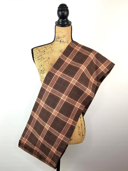 Dark and Milk Chocolate Browns with Muted Pink and Rust Accent 100% Organic Cotton Plaid Infinity and Blanket Scarves - Tampa Home & Garden Store