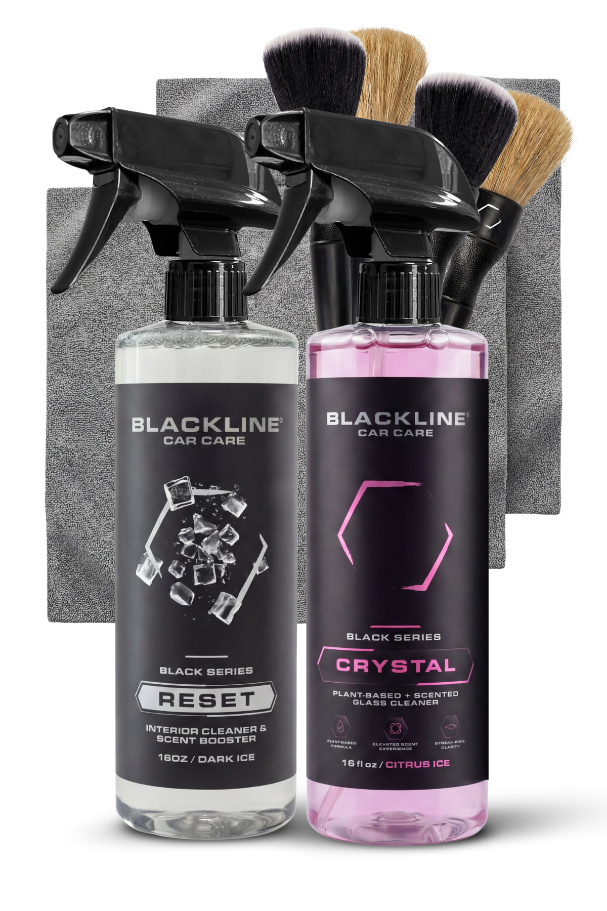 Two Blackline Car Care RESET interior cleaner and scent booster and Crystal glass cleaner on Tampa Home & Garden Store