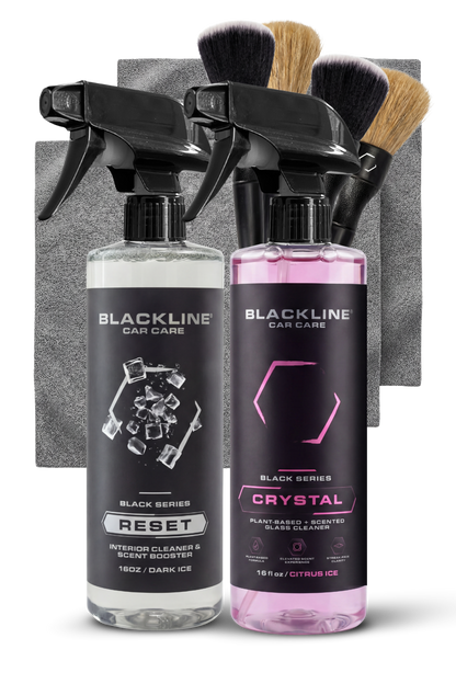Two Blackline Car Care RESET interior cleaner and scent booster and Crystal glass cleaner on Tampa Home & Garden Store