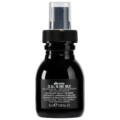 Davines OI All In One Milk hair styling spray bottle, black container with clear cap on Tampa Home & Garden Store