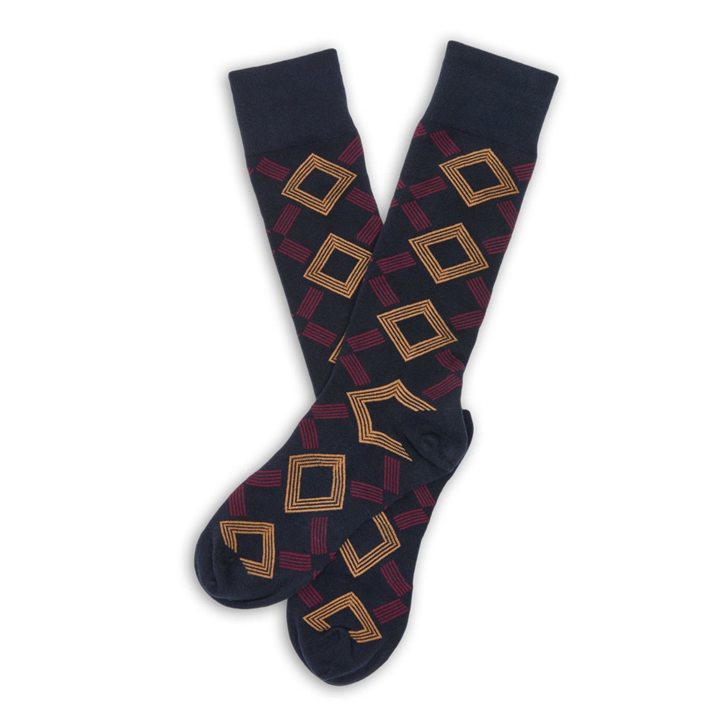 DeadSoxy F24 Dress Sock 3-Pack A boardroom dress socks navy with orange diamond pattern on Tampa Home & Garden Store